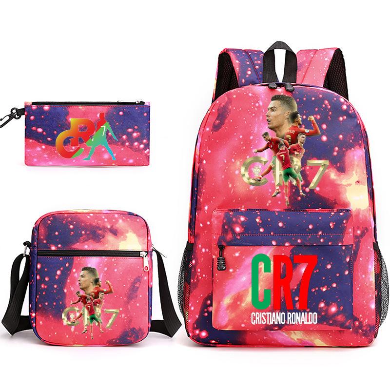 Mochila escolar de gran capacidad con correa para el hombro; set de tres piezas para estuche de lápices de estudiante