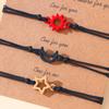 3 st Mode Sol, Måne och Stjärna Vävda Armband Handgjorda Snöre Relationsarmband Justerbara Vänskapsarmband