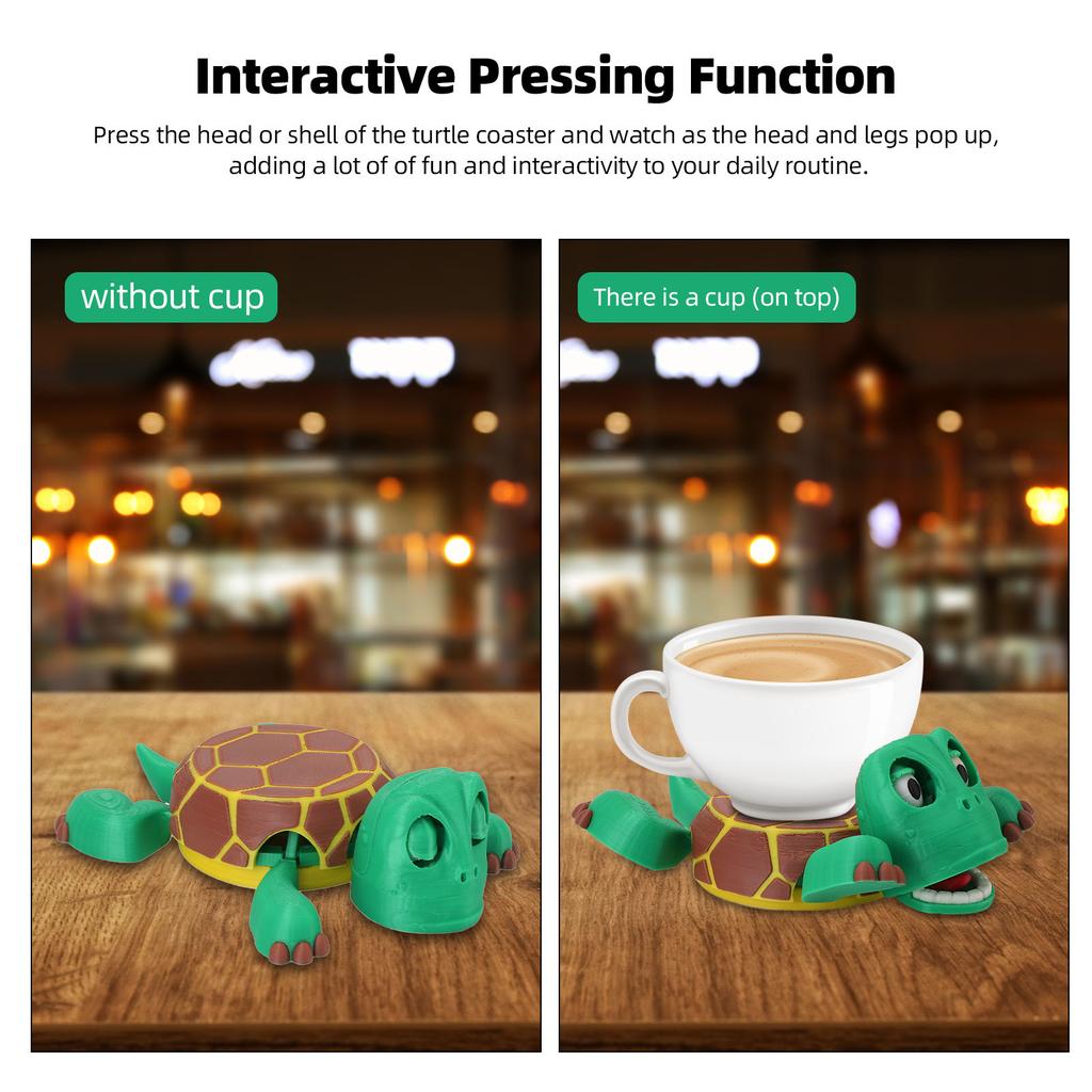 3D Printed Turtle Coaster Creative Quirky Toy Drink Coaster Mug Cup Mat Table Desk Decoration