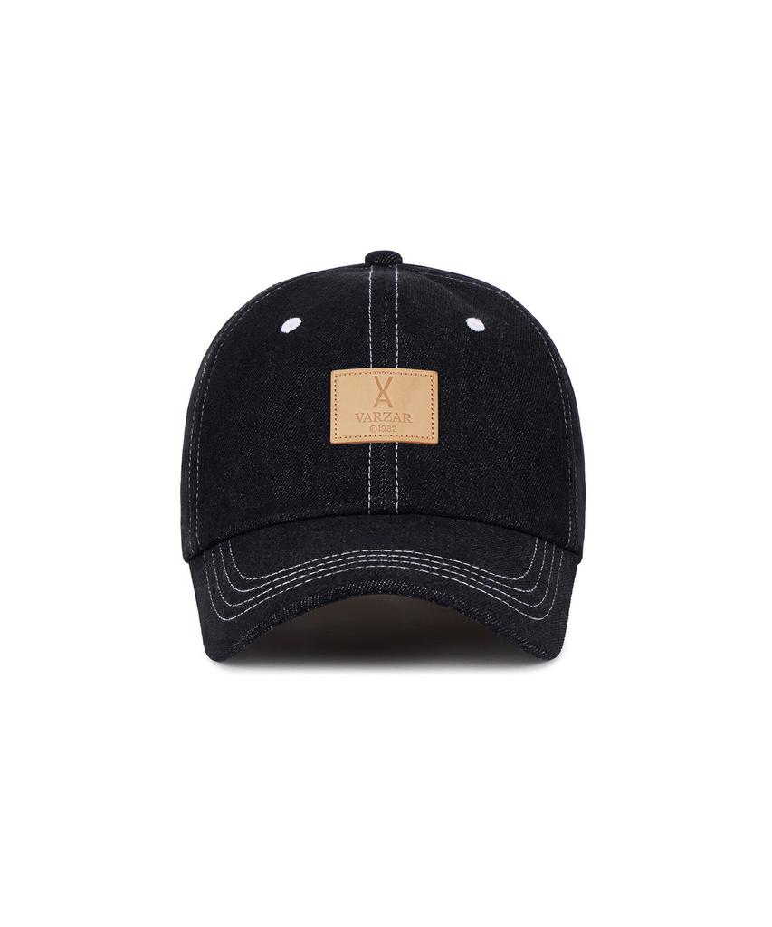 Bajal Va Square Denim Label Ball Cap Black Denim