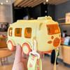 Cartoon-Bus-Strohhalmbecher Niedlich Große Kapazität Outdoor Auto Wasserbecher Kinder Trinkgeschirr Boun Strohhalm-Kessel