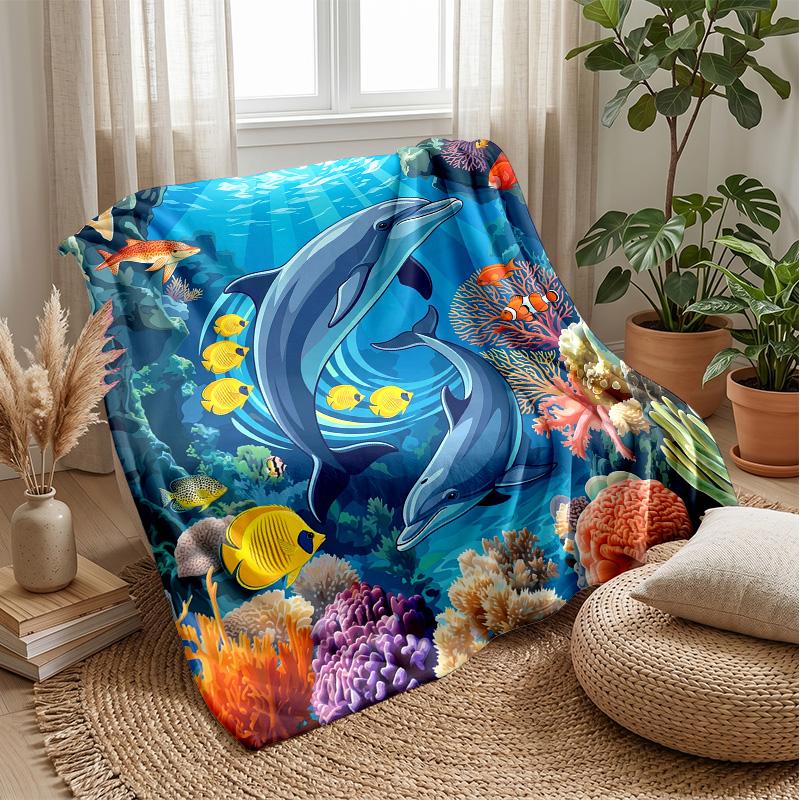 Ocean Life Adventure 11 Theme Blanket Lightweight Warm Flannel Blanket Decorative Throw Blanket for Home Decoration