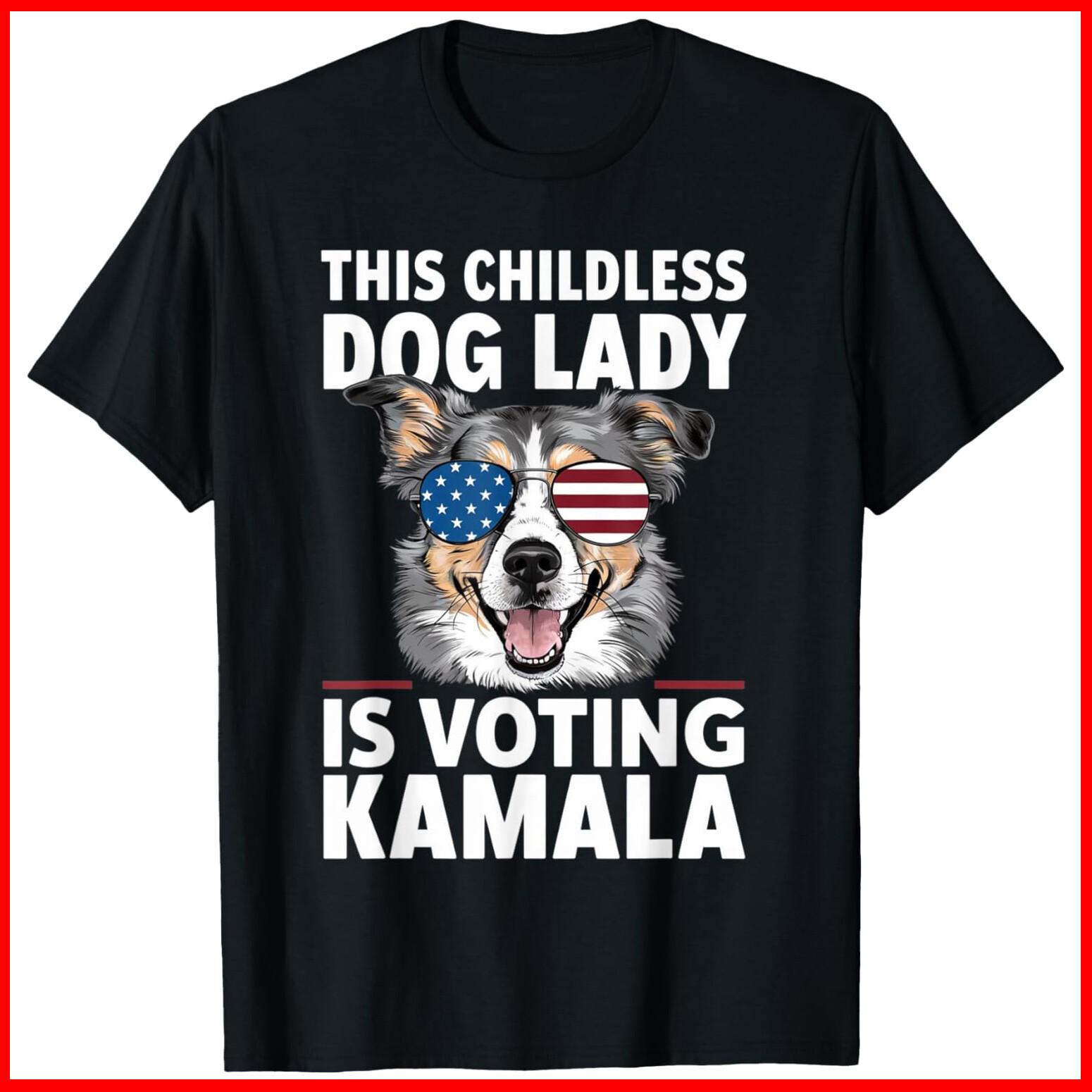 This Childless Dog Lady is Voting Kamala-Harris 2024 Black Cotton T-Shirt S-5XL XXXXL
