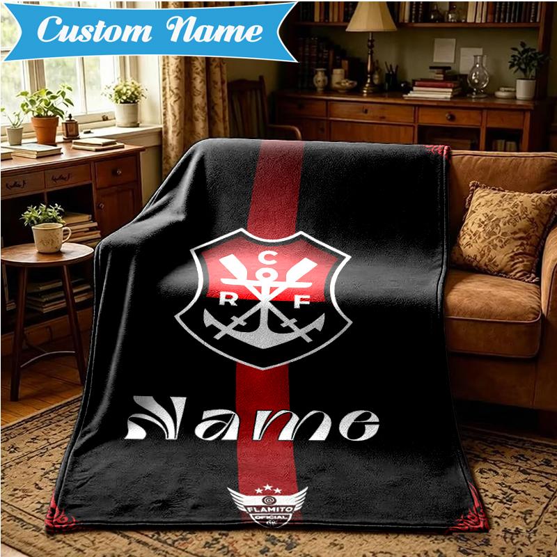 Custom Name Black Crest Flamengo Blanket Lightweight Ideal Bedding Blanket Perfect for Travel, Camping, Living Rooms, Sofas, Christmas gift