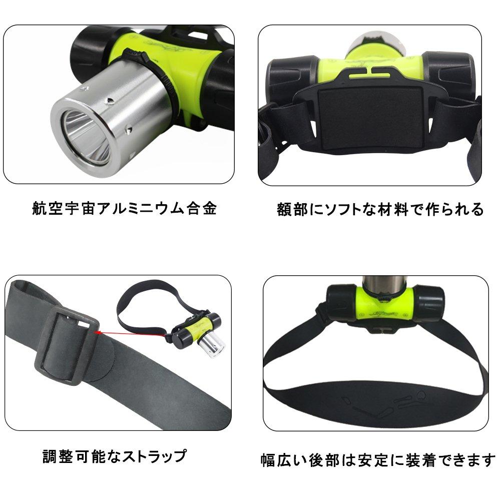 LED Diving Waterproof Underwater Headlamp for Diving and 800 Up to 7 Hours of 3 Lighting Compatible with 18650 and AAA Battery 30m Water and More