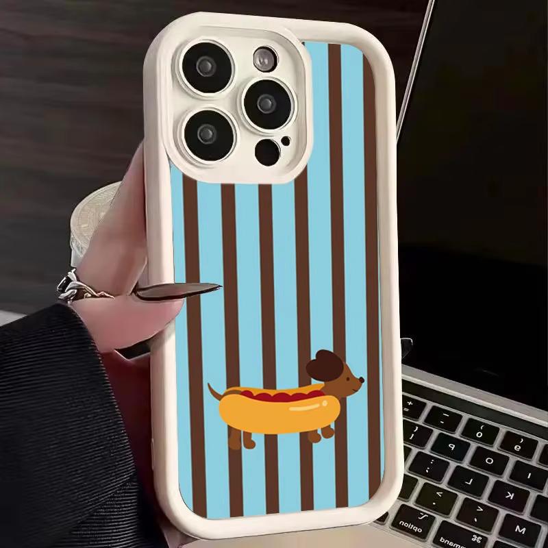 Retro Fun Striped Dachshund Pattern  Phone Case For Samsung Galaxy S21 S22 S23 S24 FE Plus S25 Ultra A15 A35 A54 A55 Soft Cover
