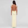 Fashion Sexy European American Style Sleeveless Backless Bow Tie Fitted Long Dress For Women