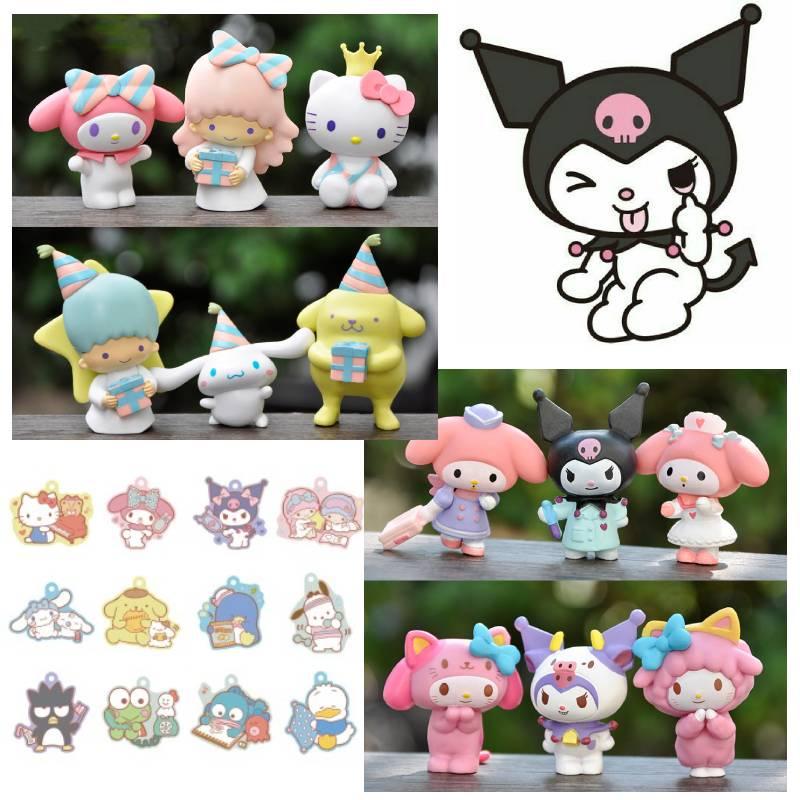 6pcs Sanrio Hellokitty Kuromi Littletwinstars Figures For Cake Decorations
