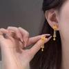 Gold Bow Tassel Heart Drop Earrings for Women - Exquisite, Simple, and Luxurious Design