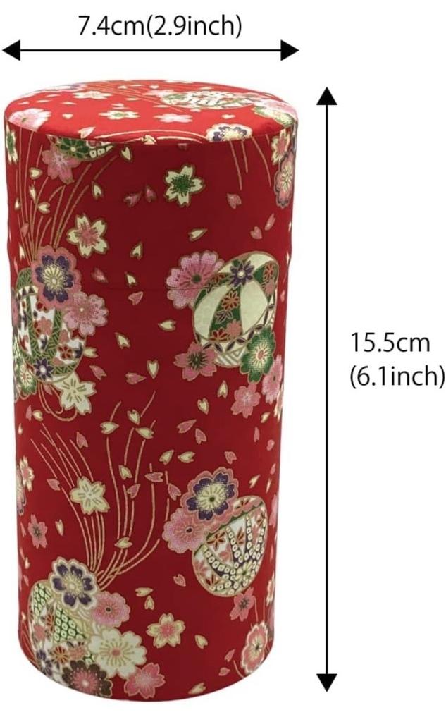 JapanNoguchi Kumataro Tea Garden Tea Canister Yuzen Washi Paper Cherry Blossoms