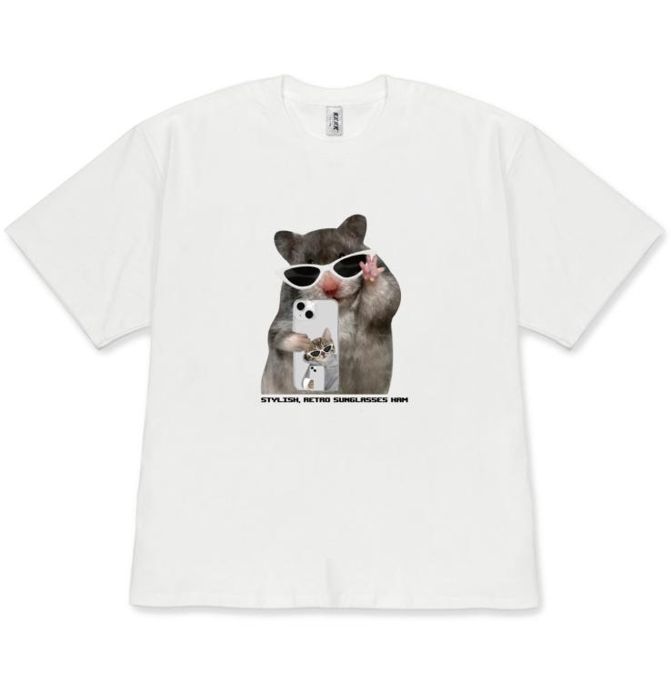 

Funny TShirt Selfie Hamster Graphic Cute Kawaii Stylish Animal Print Short Sleeve Casual Tee for Unisex Women Fashion Versatile S