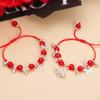 Step By Step, Ethnic Wind Blessing Brand Bell Bracelet Imitation Garnet Bracelet, Miao Jiang Girl Woven Red Rope Hand Rope