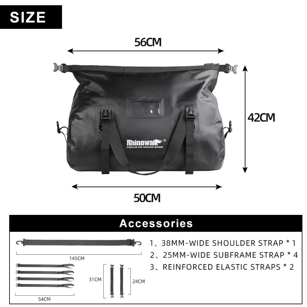 

Rhinowalk Motorcycle Bag 45L Waterproof Pvc Tail Saddle Bag Durable Dry Luggage Outdoor Bag Motorbike Rear Seat Bag Accessory