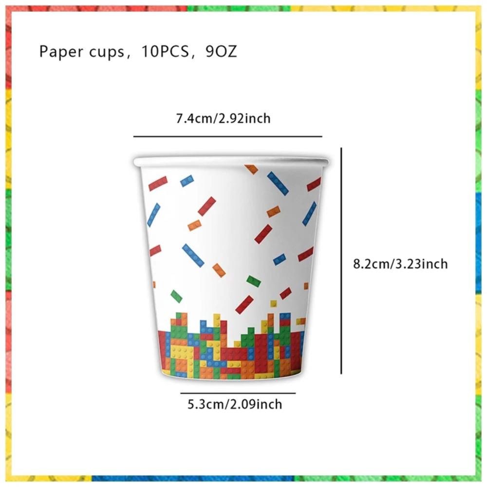 New Building Block Birthday Party Decoration Colorful Building Blocks Plates Cup Napkins Tableware Tablecloth Supplies Kids Boys