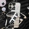 INS Korean Piano Notes Creative Cartoon Band Aid Bracket  Phone Case for iPhone 17 AIR 16 15 14 13 12 11 Pro Max Plus Y2K Cover