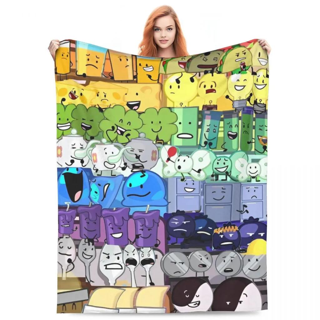 BFDI Inanimate Insanity Alle Charaktere Cartoon-Decke Battle for Dream Island Decke Bettwäsche Büro Weiche Schlafzimmer-Steppdecke