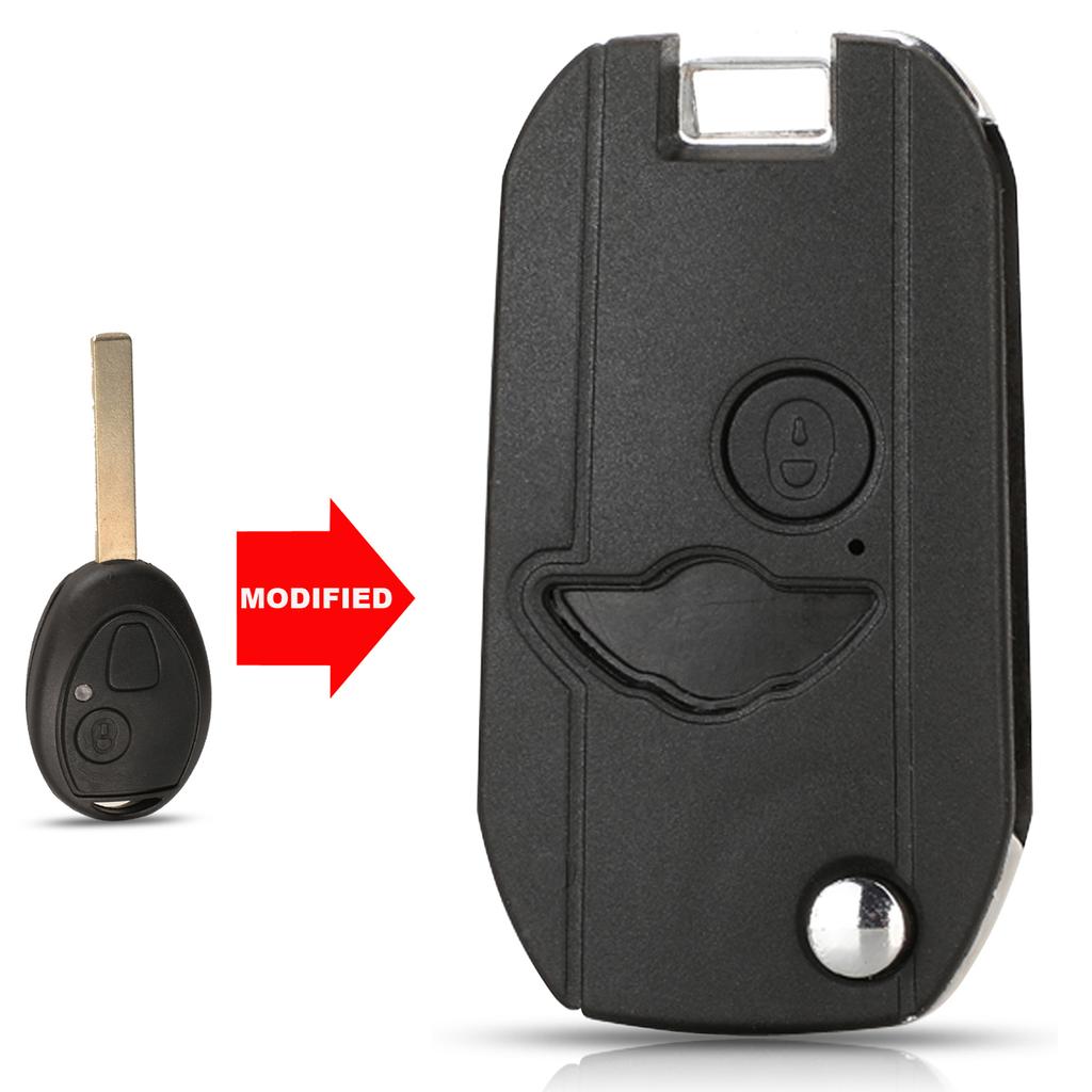 Jingyuqin Modified 2 Buttons Car Key Shell for MG BMW Mini Cooper R53 R50 S for Land Rover 75 Z3 Z4 X3 X5 E46 E39 E36 E34