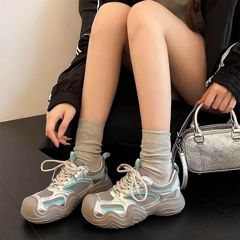 Thick-soled ugly cute big-headed shoes children's summer new breathable mesh mountaineering leisure sports silver dad shoes