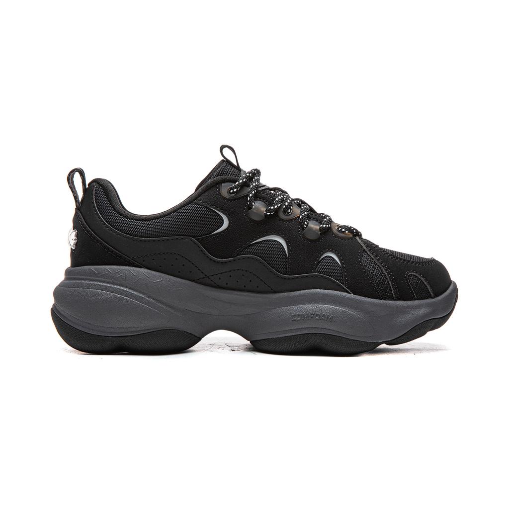 Li Ning Cushioning Slip Resistant Abrasion Resistant Support Height Increasing Low top Casual Shoes Women's Black AGCW006-5