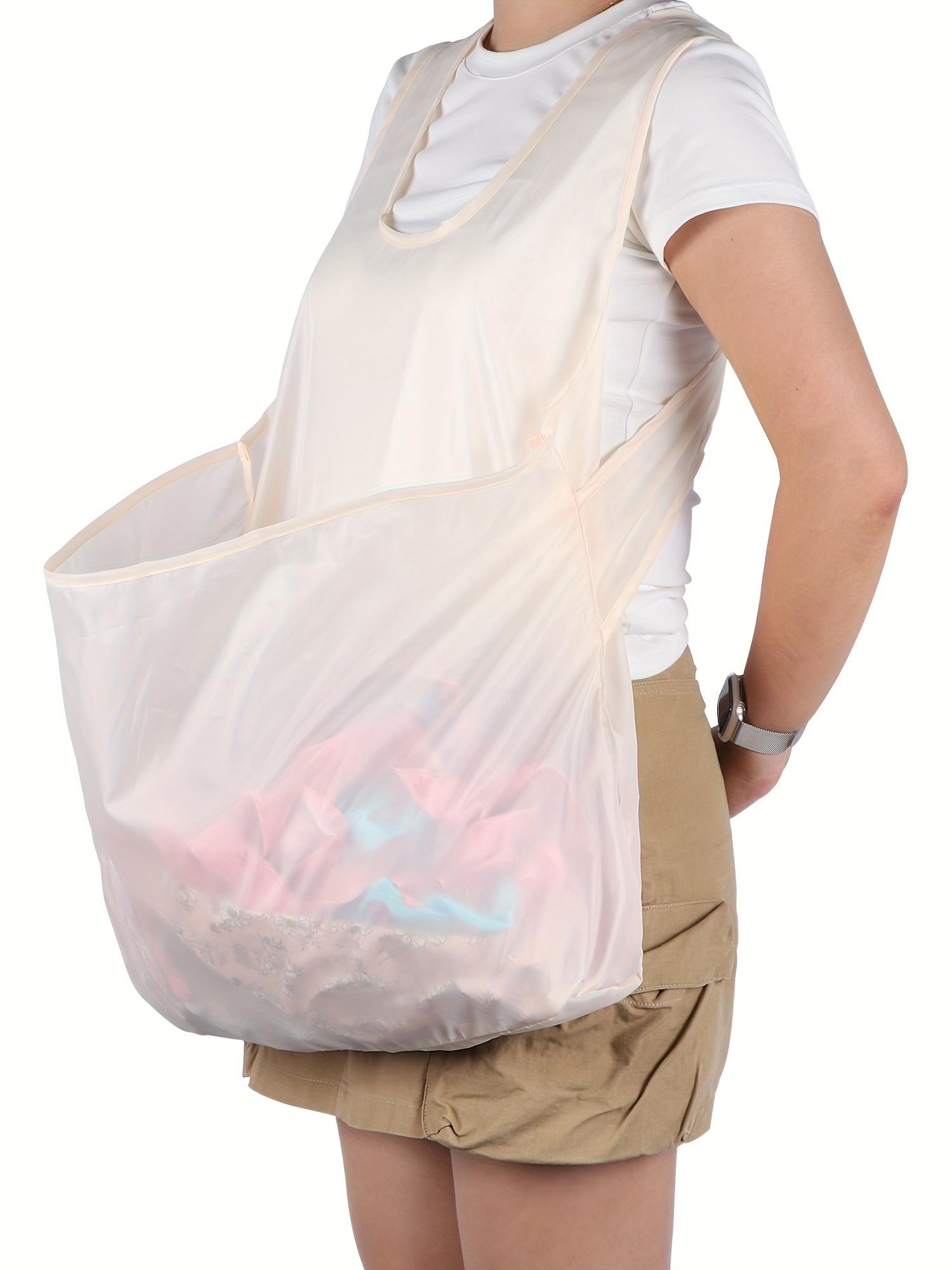 

2-in-1 Laundry Apron: No-Bend Drying & Fruit Picking. Hands-Free, Back-Friendly. білий