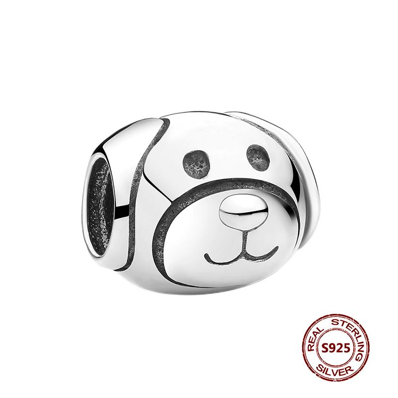 Cute Cat Dogs Charms Fit Fashion Original Bracelets Pet Paw 925 Silver Bulldog Schnauzer Akita Dog Beads DIY Jewelry Making