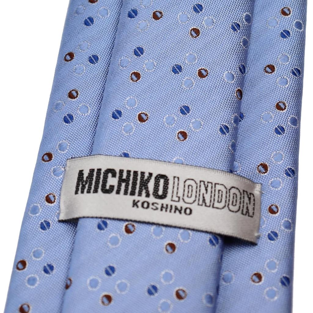 [Michiko London] Wrinkle-resistant Bonded Fabric with Lining for Added Volume. Made In Japan. KOSHINO Brand Tie. Small Pattern. 100% Silk. Unisex.