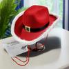 Fashion Santa Claus Party Christmas Luminous Cowboy Hat Western Red Felt Hats Wide Brim Cowgirl Hat Jazz Hat For Women Men