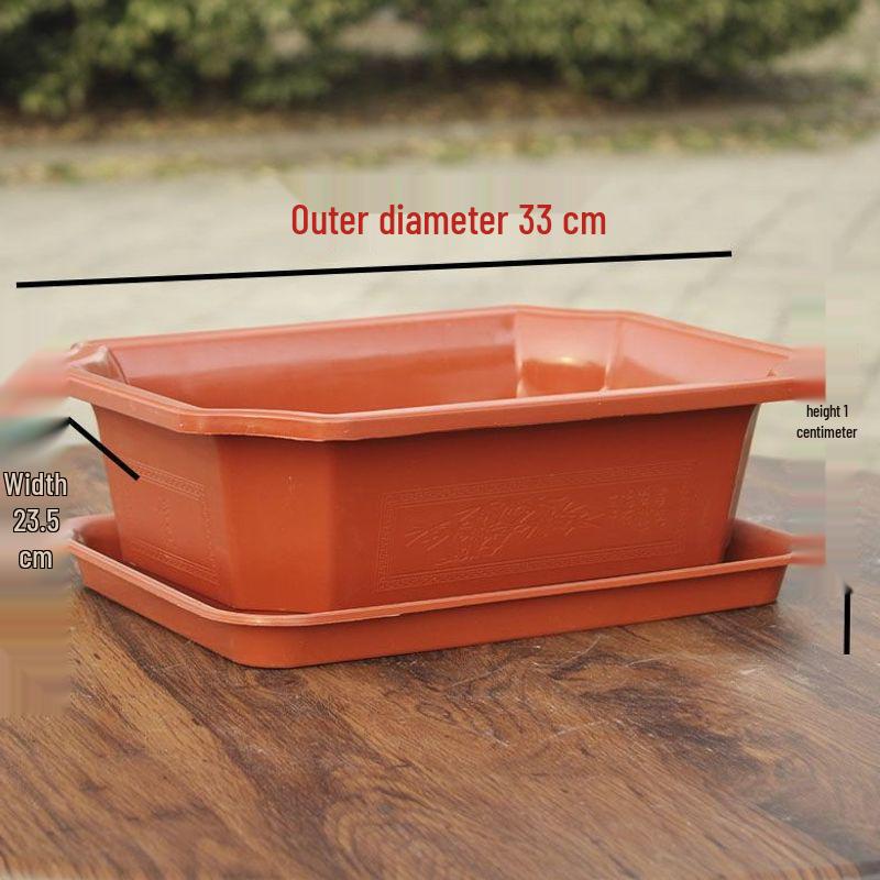 Large Rectangular Plastic Flower and Vegetable Planting Pot | Bonsai and Ficus Planter with Base