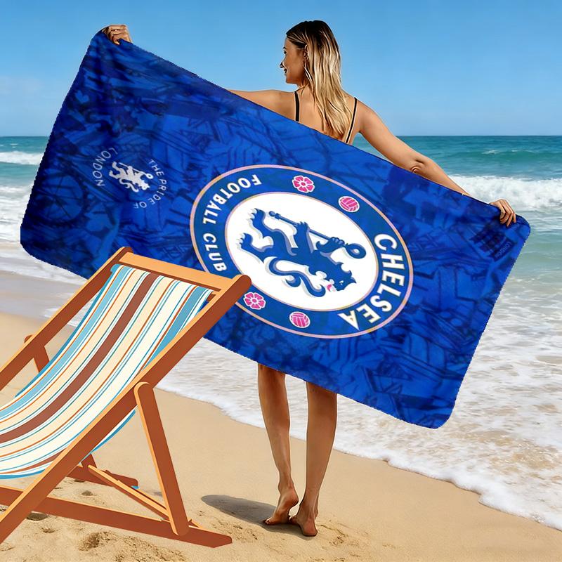 Asciugamano da Spiaggia con Stampa Logo Chelsea-FC, Asciugamano Grande Morbido ad Asciugatura Rapida per Spiaggia Campeggio Nuoto