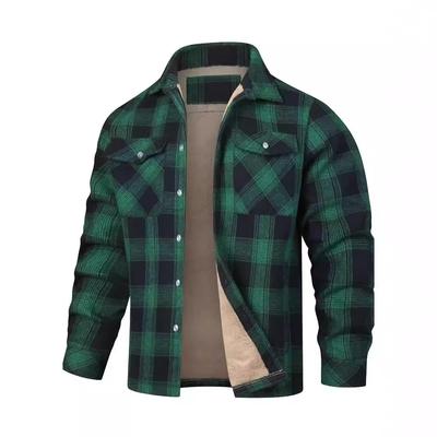 European and American Men's Jacket Long-sleeved Lapel Plaid Shirt Men's Jacket