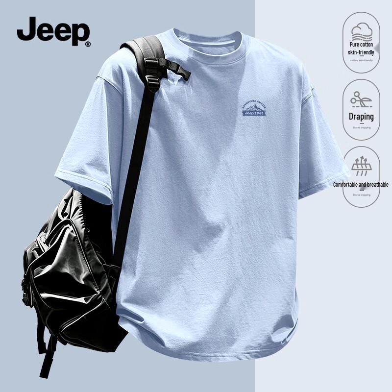 JEEP Men s Printed Pure Cotton Loose Fit Short Sleeve T-Shirt XL