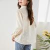 Apricot Embroidered Blouse Womens Long-sleeved Spring Clothes Updated Comfortable Fit Top Age-reducing Cotton White Blouse