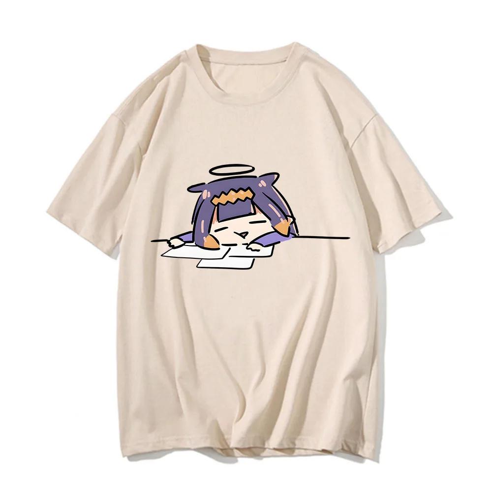 Ninomae Inanis Tako Cartoon Anime Printed T Shirt Outdoor Harajuku Vintage Clothes Casual O-neck Loose Short Sleeve Tees