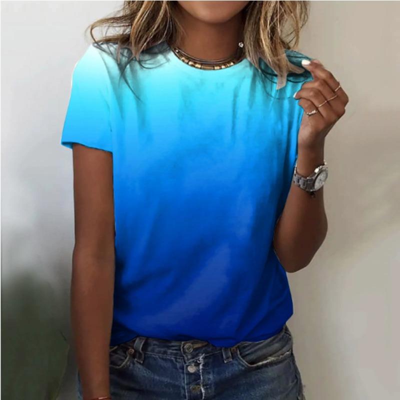 Women Round Neck Fashionable Casual Versatile T-Shirt Summer Comfortable Loose Personalized T-shirt
