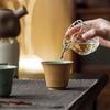 Guanlan Yue Celadon Four Beauties Tea Cup: Ceramic Shadow Carved Personal Tasting Cup