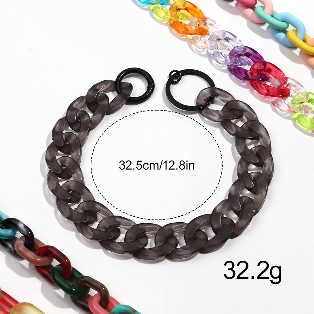 Colorful Acrylic Plastic Link Chain Keychain Creative Handmade Anti-lost Phone Key Ring For Women Girls DIY Jewelry Gifts