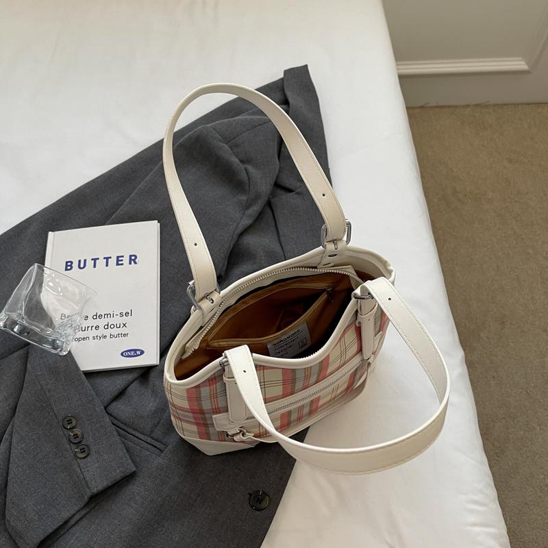 Handtasche Kontrastfarbe Plaid Kleine Quadratische Tasche Damen Schulter Umhängetasche