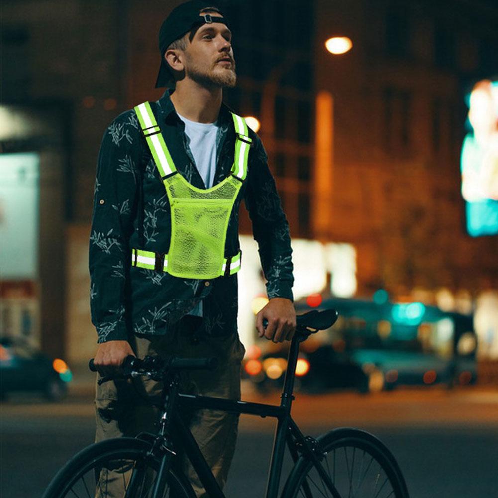 Hi Vis Reflective Safety Vest, Lightweight Adjustable Elastic Jacket with Reflective Strips, Enhances Night Visibility