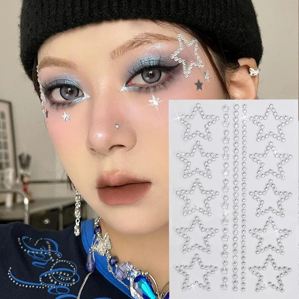 3D Strass Gezichtstattoo Stickers Voor Festival Glitter Make-up Sieraden Sticker Op Gezicht Kristallen Edelstenen Juwelen Diamanten Decoratie