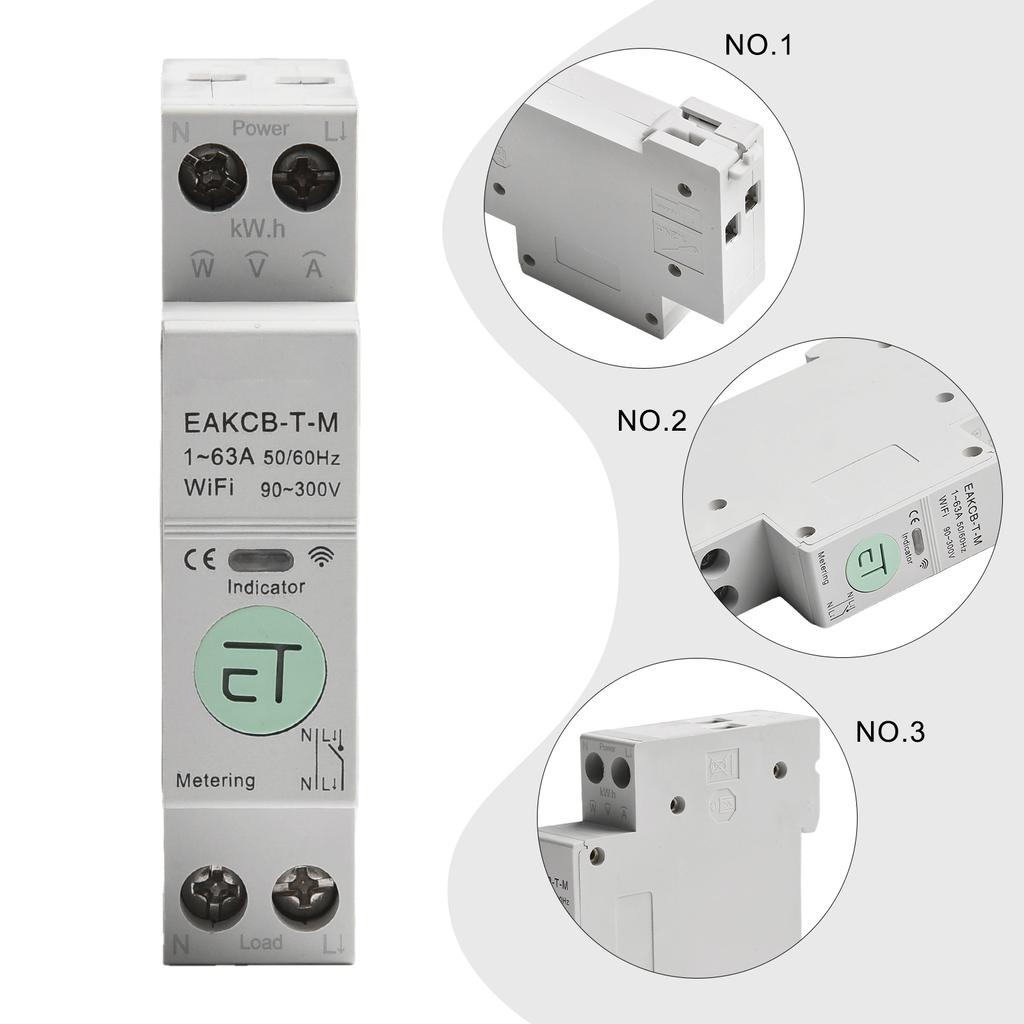 Circuit Breaker Smart Circuit Breaker Temperature Protection 40-150 Adjustable Power Limit 1-26KW Din Rail Installation