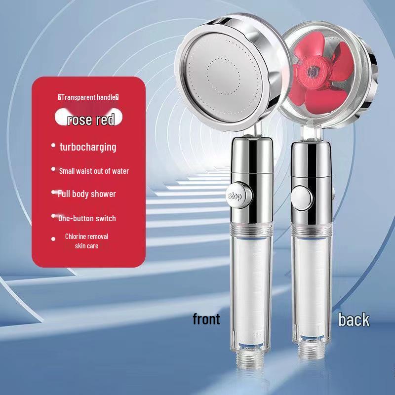 Compact High-Pressure Turbo Shower Head Set with Rain-Effect