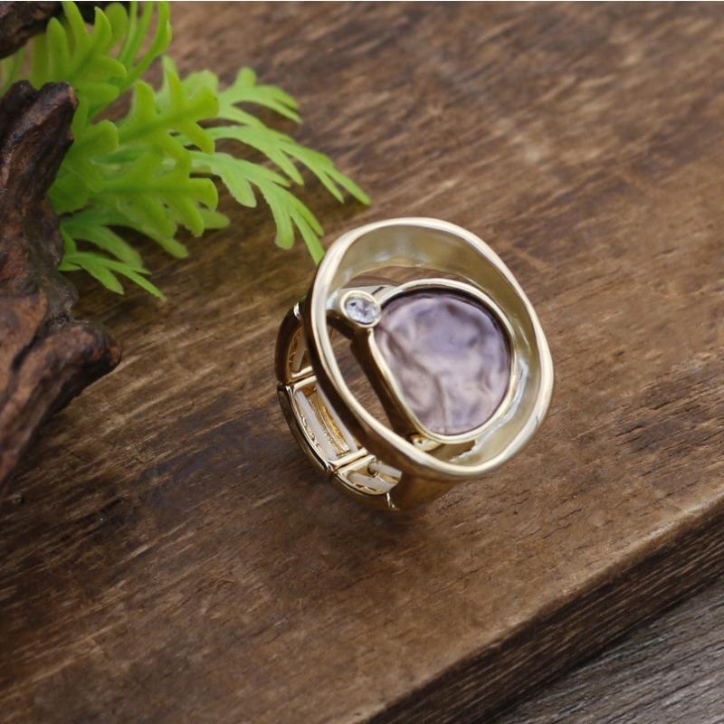 New enamel color hollow geometric ring elastic ring women's simple versatile irregular lotus leaf ring