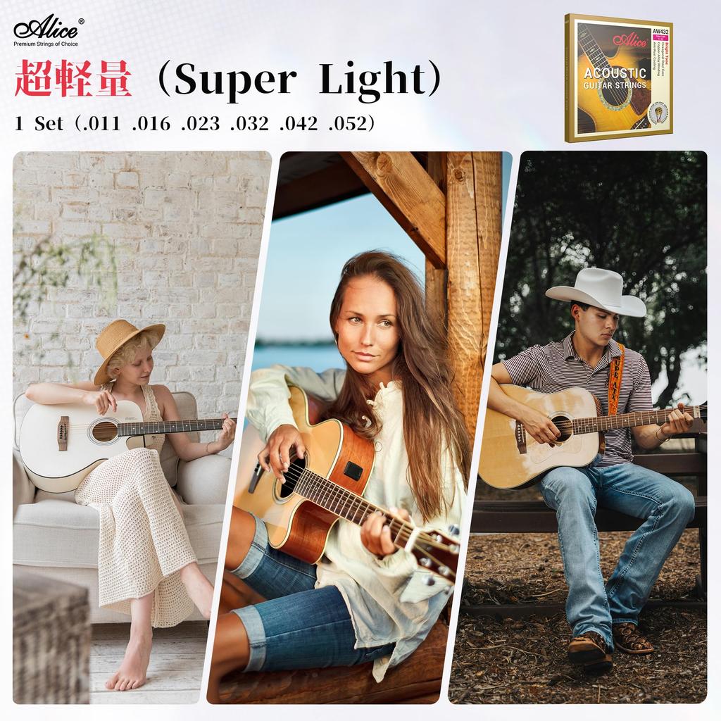 Manufacturer Alice Acoustic Guitar Super Plated High Carbon Steel Light Strings Copper Alloy Intermediate Bright Clear 1 Set [Genuine Product]