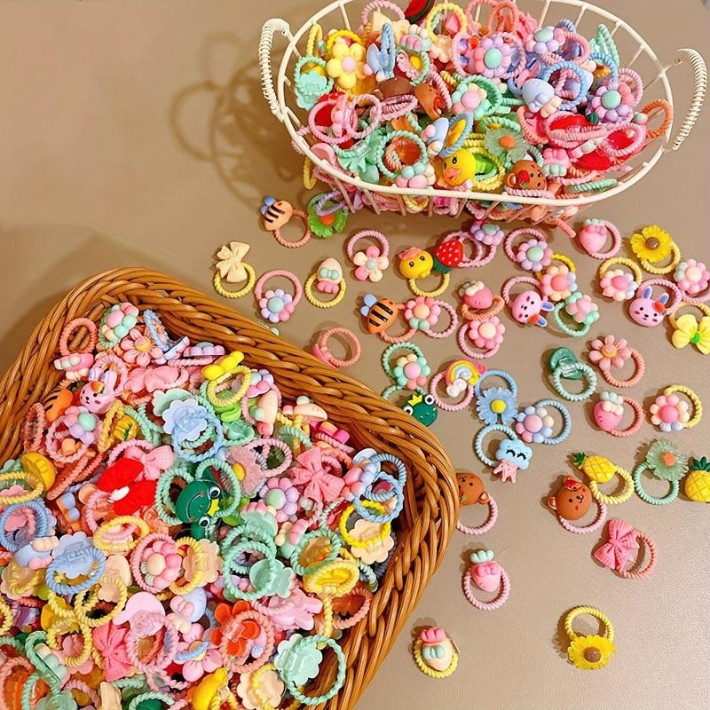 30pcs Girls High Elastic Hair Band Does Not Hurt Hair, Cartoon Animal Flowers and Fruit Decorative Hair Band, Decorative Hair Se