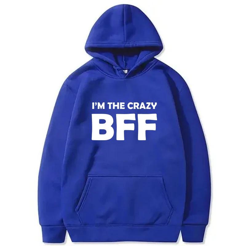BFF Printed Hoodie Autumn Winter Women Men Casual Loose Simple Fashion Comfortable O-Neck Long Sleeve Fleece Sweatshirts