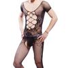 Crotchless Bodystocking Black Man Gay Transparent Net Clothes Sexy Lingerie Bodysuit One Piece Stockings Erotic Sissy Costumes