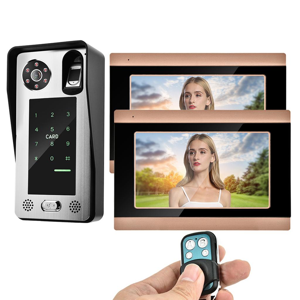 7inch WiFi Wired Video Doorbell APP Remote Video with 1 Camera 2 Monitors