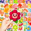 New 50 Cartoon Colorful Sun Flower Stickers Kawaii Healing Smiley Face Little Flower Children's Reward Stickers