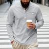 Mens Loose Fit Long Sleeve Henley Shirt Casual Basic Top