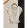 Streetwear Gothic Style T Shirt With Pleated Short Sleeves For Casual Summer Wear